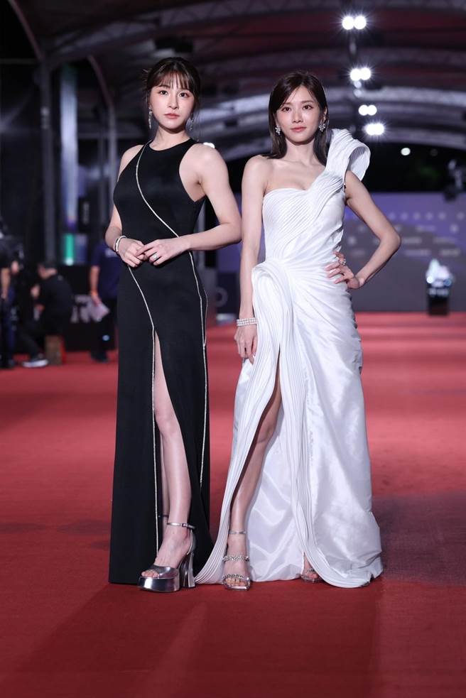 峮峮、蔡黄汝美丽出席红毯。（粘耿豪、罗永铭、陈俊吉摄）