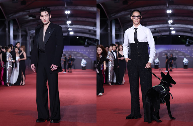 曹佑寧顶大平头，黄伟晋开深V。（图／陈俊吉摄）