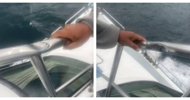 「超级星3号」遭炮击受损画面。（图／超级星号业者简明义提供）