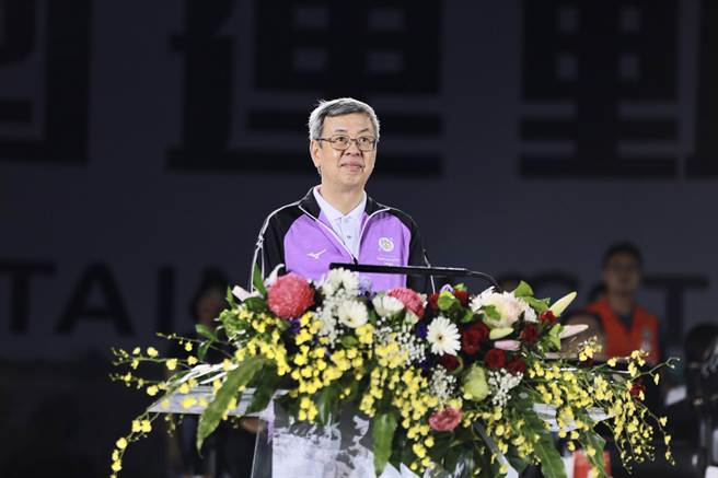 台南市21日晚上6時30分在大台南會展中心舉辦全運會開幕，陳建仁致詞強調政府全力支持體育發展。（程炳璋攝）