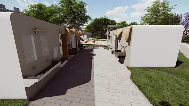 「猪事圆满公园」2期将设置以「猪」为造型的阳光公厕。（台中市政府提供／冯惠宜台中传真）