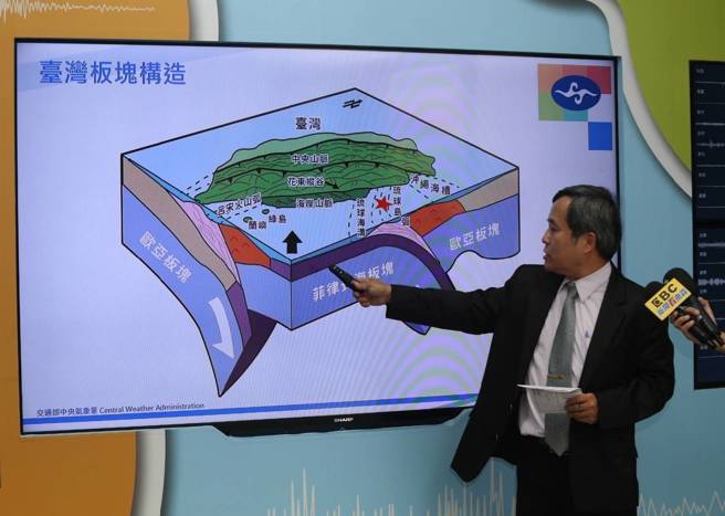 中央氣象署地震測報中心主任吳健富表示，24日這起地震是今年最大的地震，5天內不排除會發生規模5.5到6.0餘震。（陳君瑋攝）