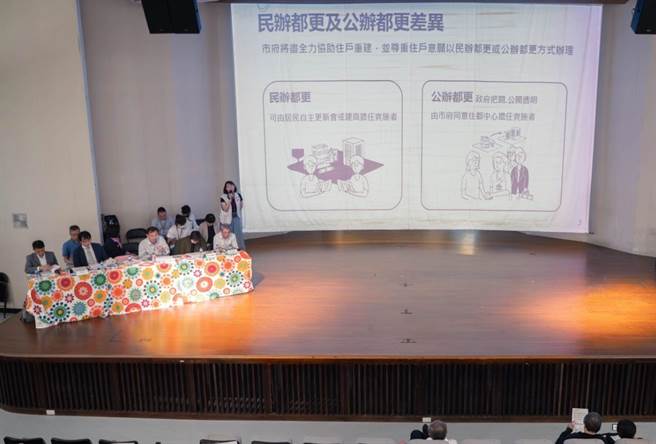 台北市政府於本月13日針對事故基地南側鄰地舉辦公辦都更評估說明會，經意願調查結果顯示，南側鄰地參與意願逾90％。(黃敬文翻攝)