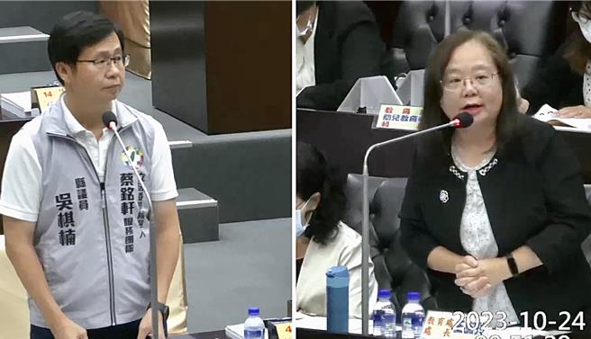 南投县议员吴棋楠（左）、蔡孟娥等人认为亚运得奖奖励金太少，易造成优秀选手外流，县府允诺调升奖励金。（南投县议会提供／杨静茹南投传真）