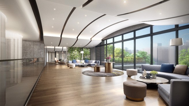 公设与户外绿意呼应，同时融合「精品」与「自然」元素。(图/业者提供)