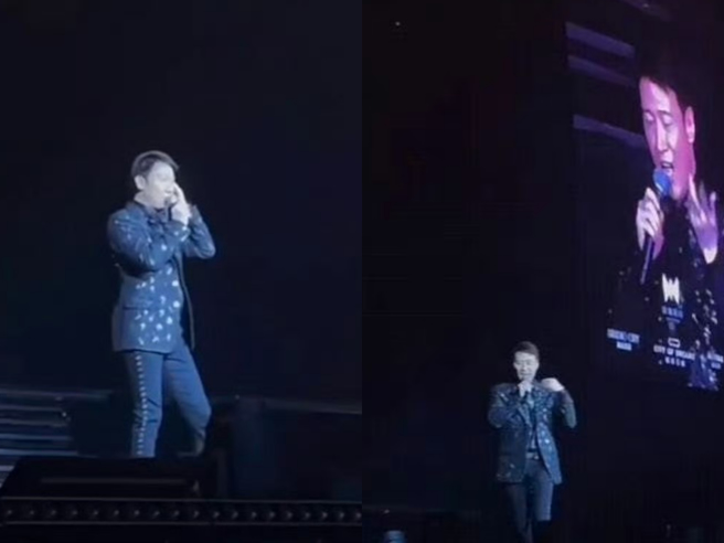 黎明採「双声道沟通」，整场演出讲完广东话再讲国语，尽力满足歌迷需求。（图／翻摄自微博）