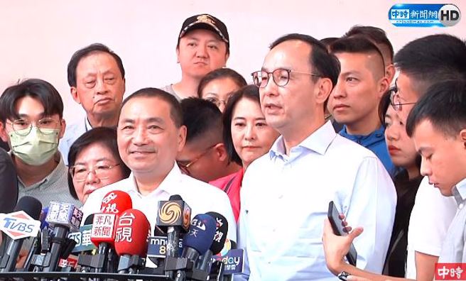 侯友宜、朱立伦受访。(取自中时新闻网直播)