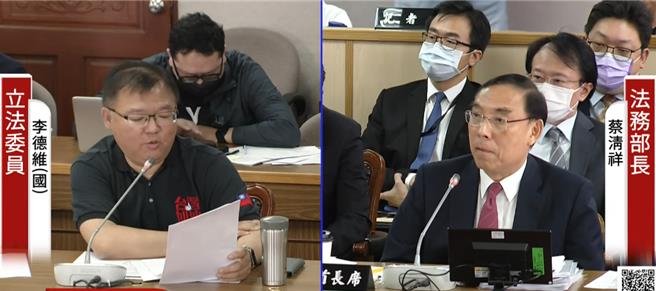立委李德维今赴立院司法委员会质询，提及向心案、王立强算不算境外势力干预我国选举？法务部管或不管这样的案子？对此，法务部长蔡清祥表示，有涉及到犯罪就有责任。（翻摄自国会频道）