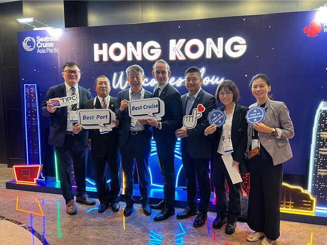 港务公司由资深副处长张乃文率队赴港参加2023年Seatrade展览，港务公司积极与邮轮公司交流。（翻摄照片／洪靖宜高雄传真）