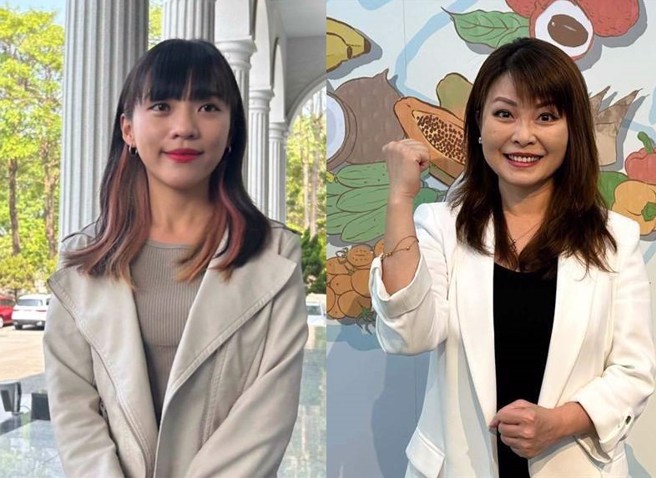 郭正亮爆料，考量女性、外表漂亮等条件，赖清德倾向徵召市议员黄捷(左)跨区空降，接棒参选高雄第六选区，对上蓝营参选人、市议员陈美雅(右)能不落下风。（合成图/中时资料照，洪浩轩摄、柯宗纬摄）