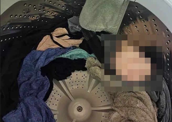 网友在Dcard上PO文表示在洗衣机内发现飞机杯。 （翻摄Dcard）