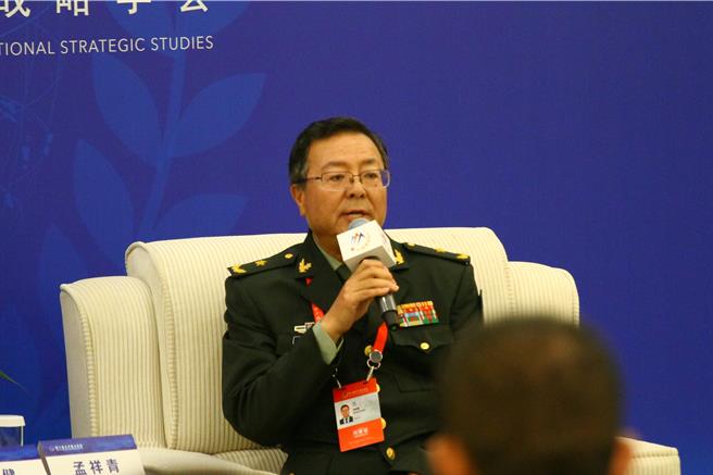 第十屆北京香山論壇29日開啟，中國人民解放軍國防大學教授孟祥青表示，台海問題就是中美關係的「灰犀牛」之一。（吳泓勳攝）