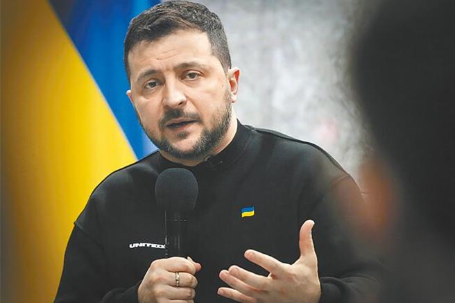 澤倫斯基在社群媒體上發表聲明說，66個國家參加會談，證明他的計劃「已逐漸成為全球性」。圖為烏克蘭總統澤倫斯基。（美聯社）