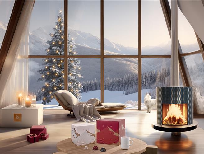 Nespresso攜手法國精品品牌Fusal推出節慶限量耶誕倒數月曆，呈現阿爾卑斯雪季的浪漫氛圍。（Nespresso提供／朱世凱台北傳真）