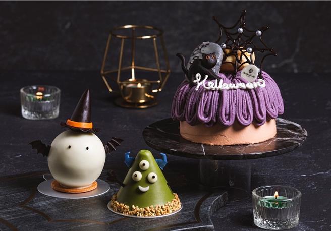 「The Nine」烘焙坊即日起至10月31日应景推出抹茶怪兽、小幽灵及紫薯地瓜蛋糕3款主题蛋糕，每款售价200元起。(大仓久和大饭店提供)