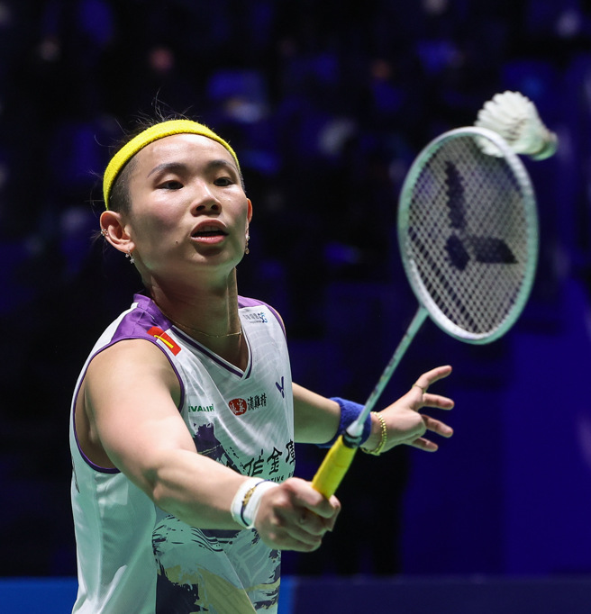 戴资颖在法国羽球公开赛女单决赛奋战。（Badminton Photo提供）