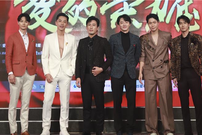 羅子惟、楊皓崴、傅子純、馬俊麟、黃少谷、洪浩竣出席《愛的榮耀》首映會。（民視提供）
