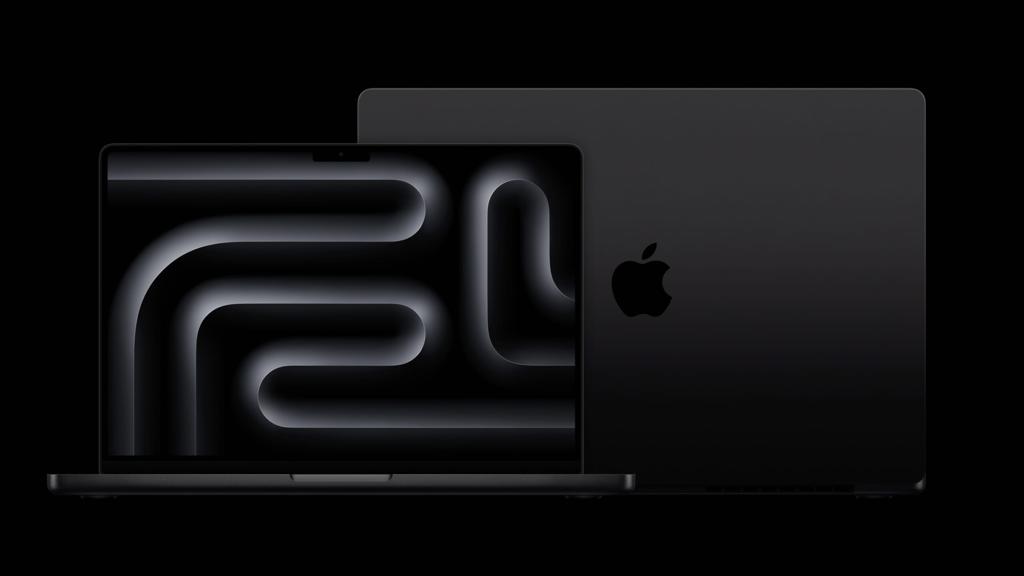 Apple 今（31）日發表搭載新一代 M3 晶片的 MacBook Pro，新色太空黑相當吸睛。（Apple提供／古明弘台北傳真）