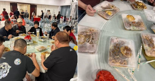 傻眼！「这地方」吃喜酒 菜色「每人40元便当」崩溃，知情者曝内幕。(翻摄自微博)