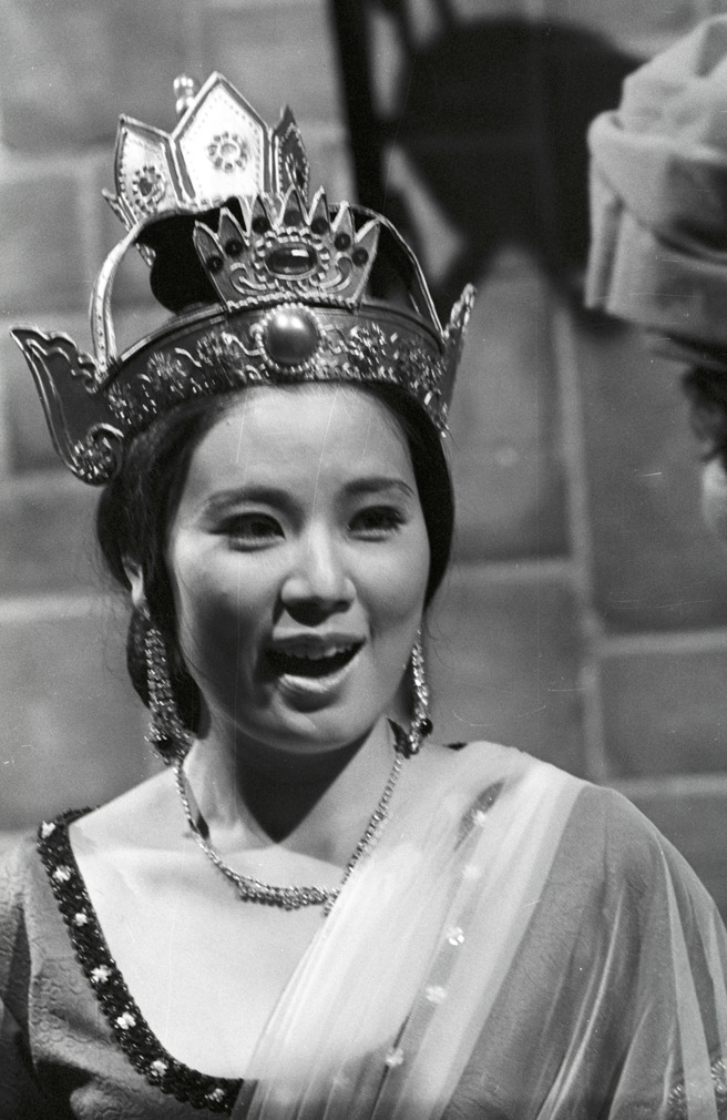 「佛祖」闽南语连续剧的开镜仪式，凌音当年饰演耶输陀罗。（图/中时资料照）