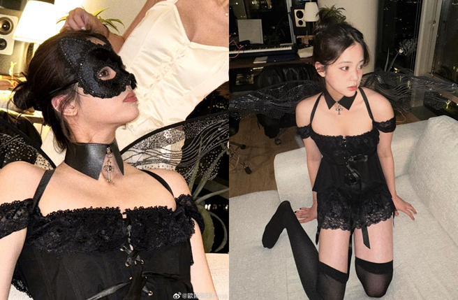 欧阳娜娜万圣节化身暗黑精灵。（图／欧阳娜娜微博）