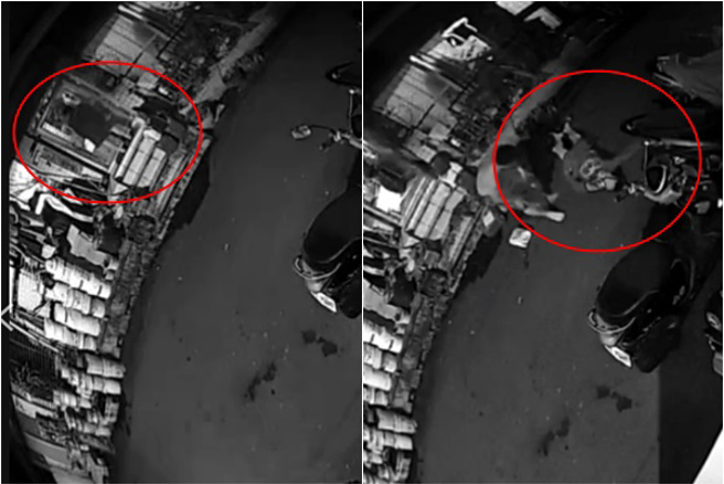 登門理論遇惡鄰！他求放低音量竟遭踹門「噴飛3米」慘摔。(翻攝畫面)