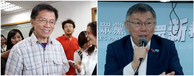 沈富雄（左图）表示，他也要学王金平开释柯文哲（右图），柯「换位思考」完毕，要拉回「本位思考」，另要懂得收敛。（合成图/中时资料照）