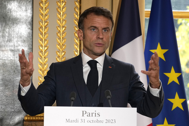 法国总统马克宏今天晚间宣布9日将邀集各方召开人道会议，但为避免争端，以色列未受邀。（图/美联社）
