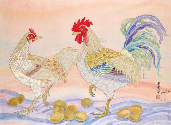 白嘉莉藝術家畫作作品－金喜連連Boundless Blessing。（新光三越提供）