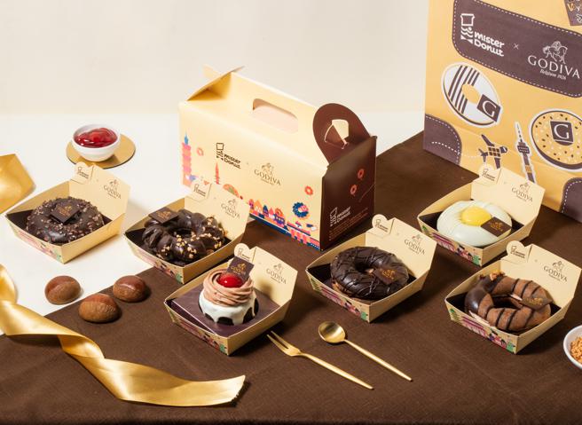 大葉高島屋Mister Donut X GODIVA，結合特色食材打造精品巧克力甜甜圈。（大葉高島屋提供）