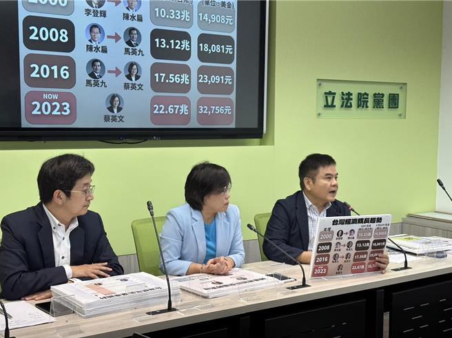 民进党团上午举行舆情回应记者会。（黄婉婷摄）