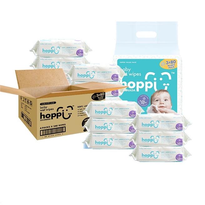 「蝦皮購物11.11最強購物節」Hoppi 嬰兒純水濕紙巾加蓋款 80抽12包(4袋)，優惠價419元。（蝦皮提供／古明弘台北傳真）