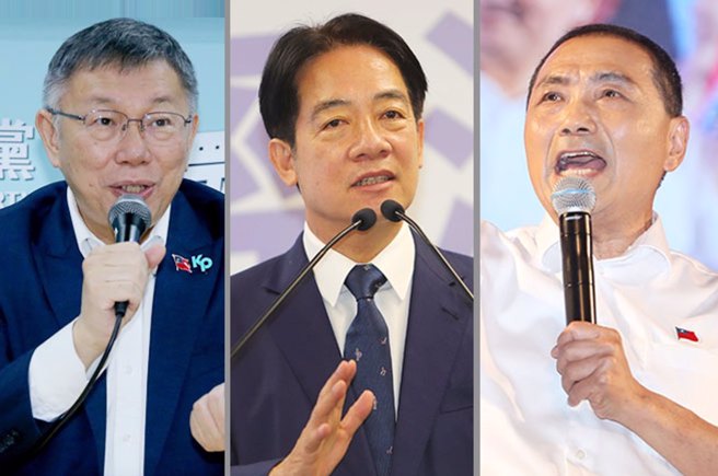 民眾黨總統參選人柯文哲（左）、民進黨總統參選人賴清德（中）、國民黨總統參選人侯友宜（右）分別推出少子化政策。（合成圖／中時資料照）