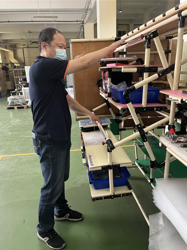 徕通公司运用摩天轮结合工作平台让中高龄员工不须弯腰点货(劳动部提供／简立欣台北传真)