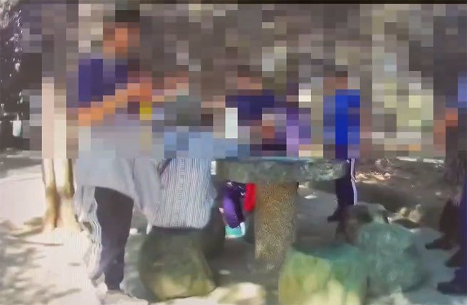 北投警分局为防范公园变赌博场所，8日上午11点半，在磺港公园发现多名老人聚赌，当场带回6名赌客。(翻摄影片)