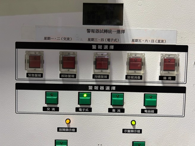 值班警員不慎誤觸電子式海嘯警報，致警報器鳴響約60秒。(葉庭欣/翻攝)