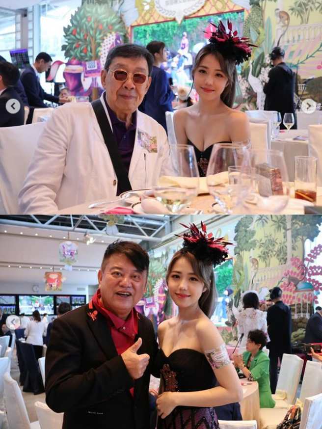 胡枫与庄子璇合照时表情淡定外还保持安全距离相当绅士，而陈百祥则是相当热情但也是没碰到庄子璇，很有礼貌。（图／摘自庄子璇Instagram）