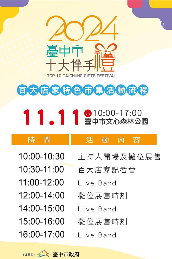 配合今天是11月11日，主办单位台中市工商发展投资策进会也在文心森林公园举办「百大店家特色市集。(台中市府提供)