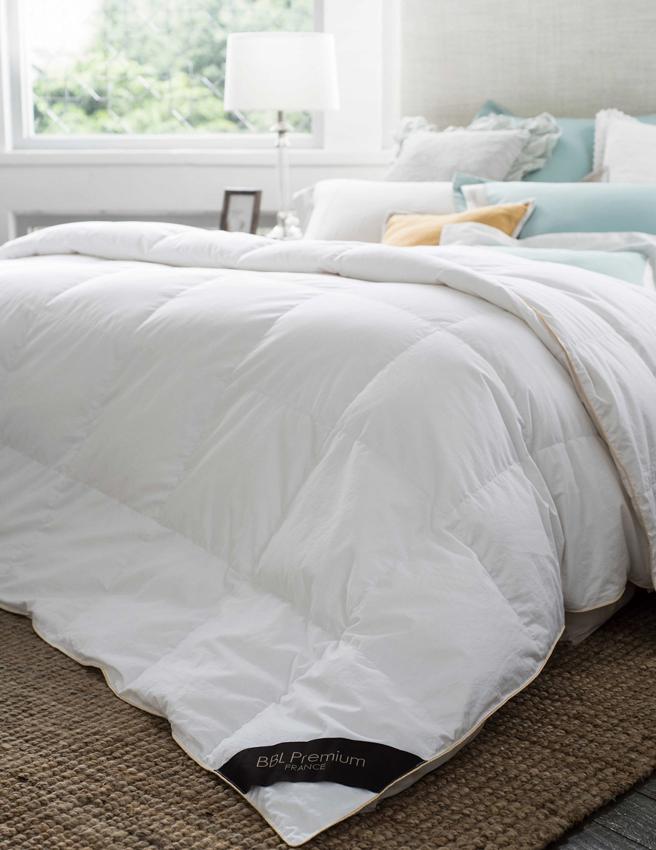 SOGO忠孝館BBL Premium臻品雙人內立羽絨薄被，原價2萬8000元組，特價5980元組（限量50組）。（SOGO提供）