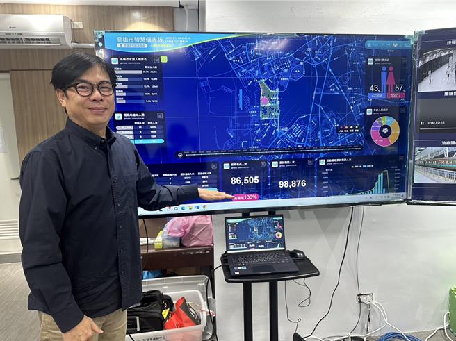 高雄市府利用AI大数据即时系统，监测Coldplay演唱会周边人车流动，以便加强疏导送歌迷回家。（交通局提供／任义宇高雄传真）