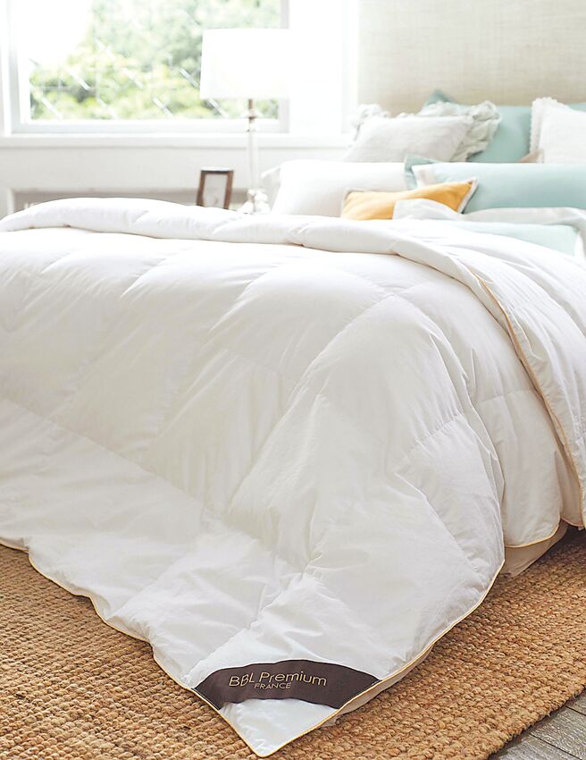 SOGO忠孝館BBL Premium臻品雙人內立羽絨薄被，原價2萬8000元組，特價5980元組（限量50組）。（SOGO提供）