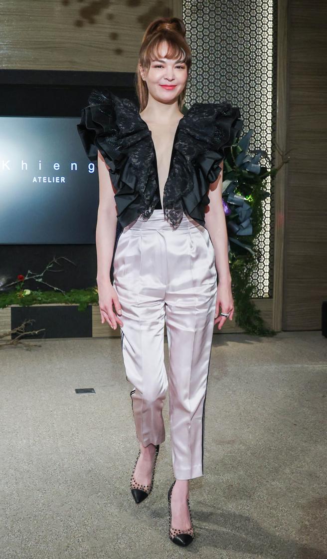 张榕容出席「华人高级订制服教父」方国强高订服大秀。（粘耿豪摄）