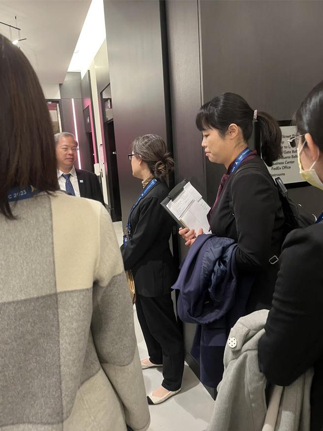 驻美代表萧美琴、国发会主委龚明鑫赴旧金山万豪马奎斯酒店。图／台湾媒体代表团提供