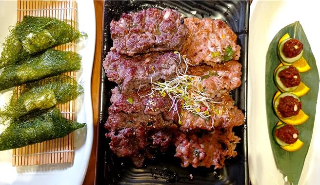 「半半套餐」提供一半牛肉餅、一半豬肉餅，讓不吃牛的客人也能品嘗美味的肉餅。(陳韻萍攝)