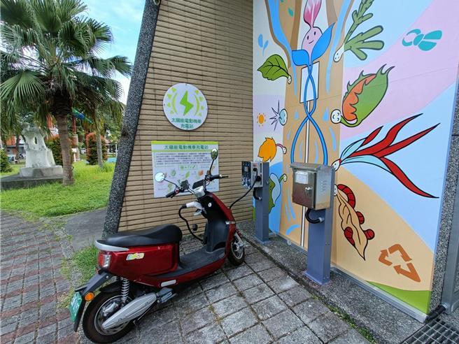 吉安乡希望公园原住民族事务所，设置绿能充电站。（花莲县政府提供／王志伟花莲传真）