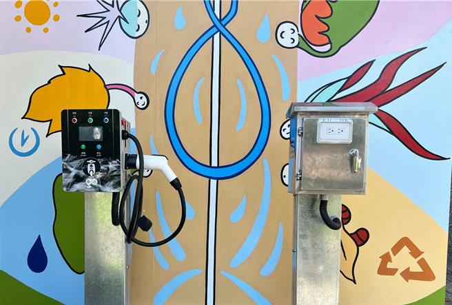 吉安乡绿能充电站启用，以光电蓄电方式运作。（花莲县政府提供／王志伟花莲传真）