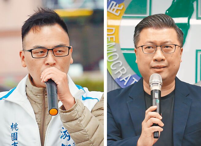 新黨立委參選人游智彬（左圖）14日開記者會，指控民進黨新聞部發言人張志豪（右圖）曾上酒店尋歡，痛批綠營道德淪喪。（范揚光攝）