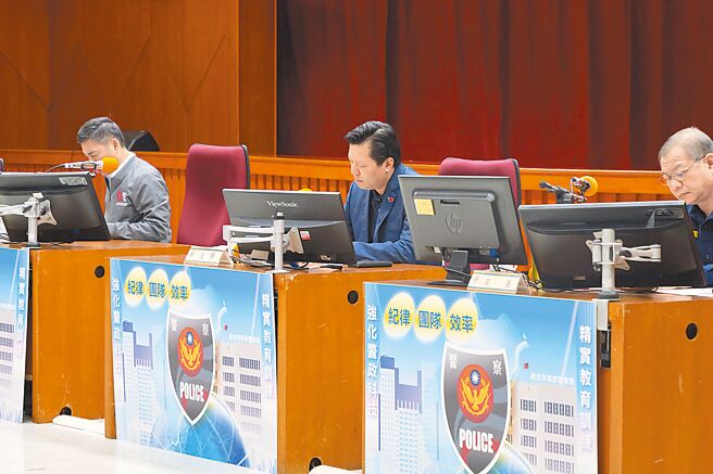 新北市副市長朱惕之（中）14日主持警察局「警政工作會報」。（新北市警察局提供／王揚傑新北傳真）
