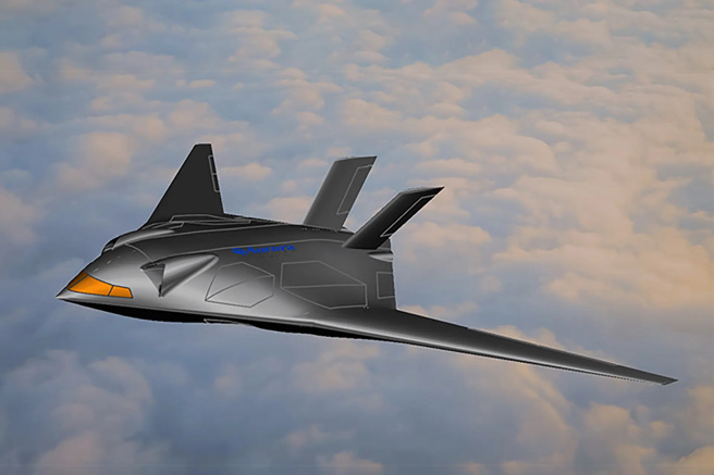 极光飞行科学公司提出的高速垂直短距起降飞机(HSVTOL)，他们採用混合翼设计，机体藏着2具垂直起降用的举升风扇。(图/Aurora Flight Sciences) 