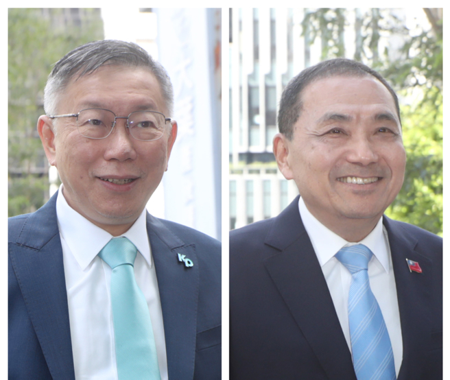 国民党、民眾党达成「蓝白合」共识，18日将公布民调计点方式结果，以决定正副总统参选组合。图为国民党侯友宜(右)、民眾党柯文哲(左)。（合成图／资料照片）